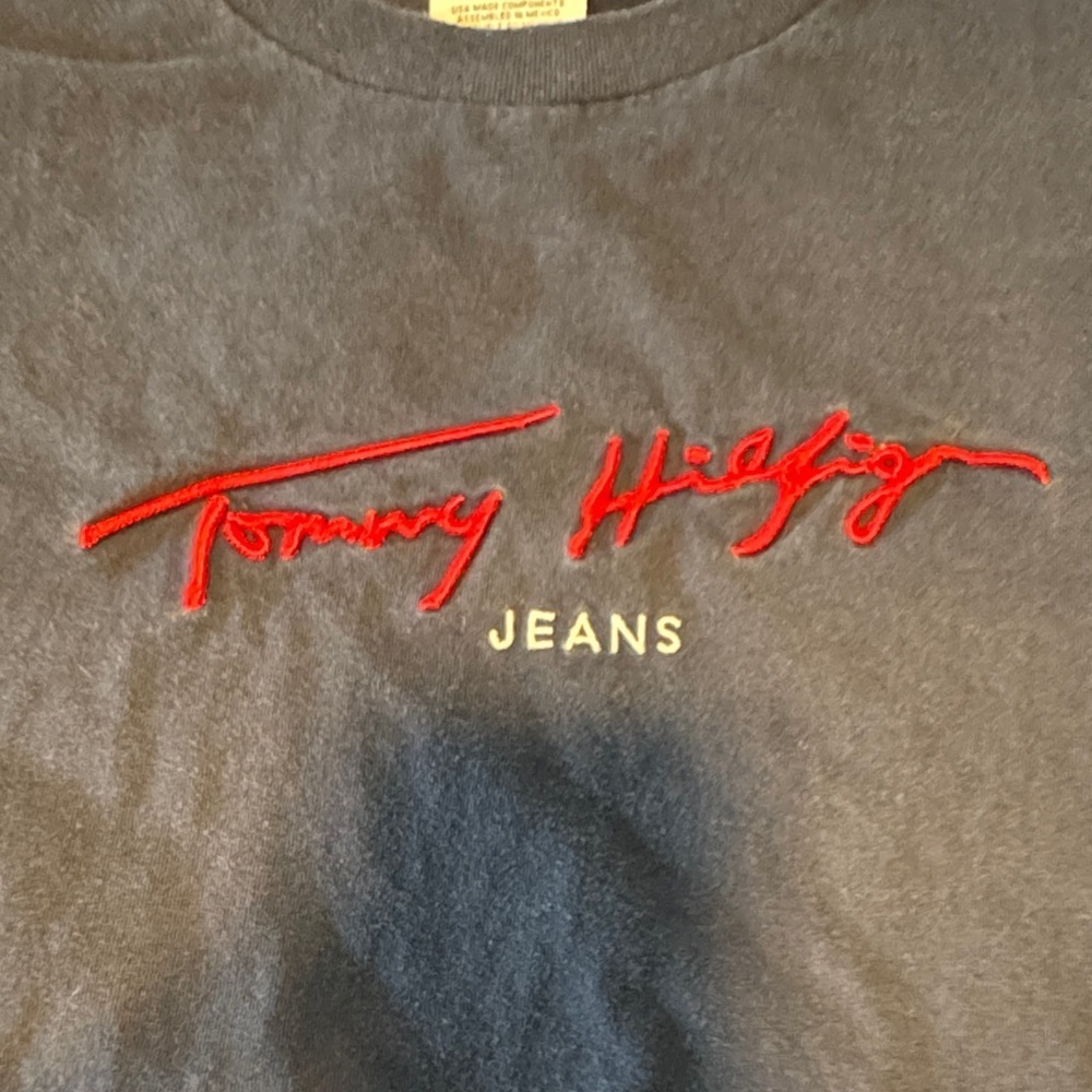 Tommy Hilfiger Navy Tee with Red Script - Picture 3 of 3